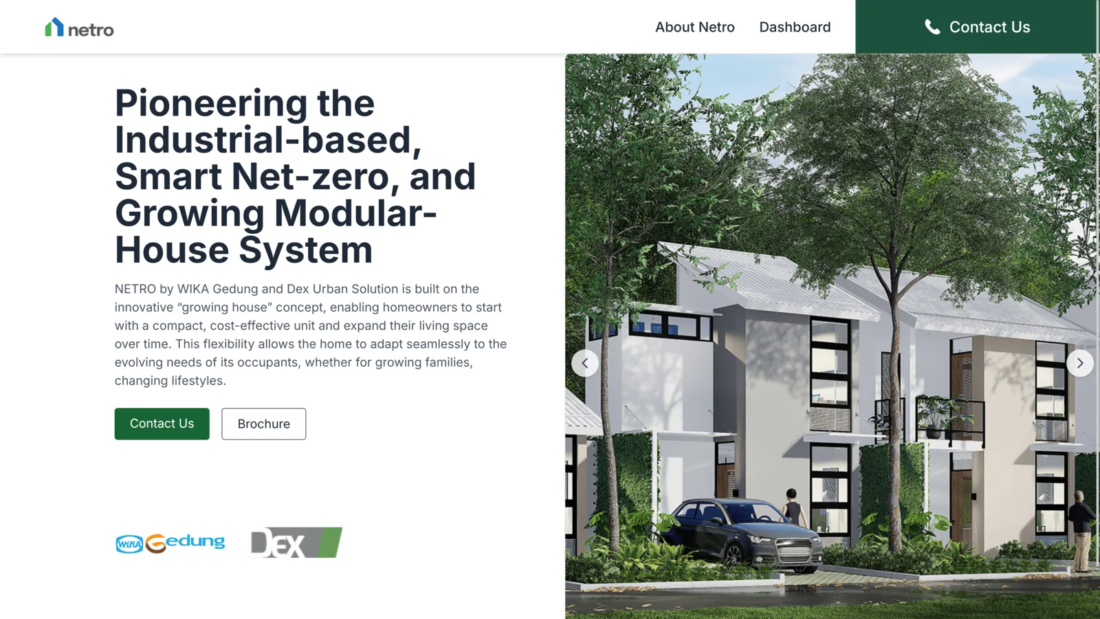 Netro House, screen 3 of 4: Netro public site, the smart net-zero modular house.
